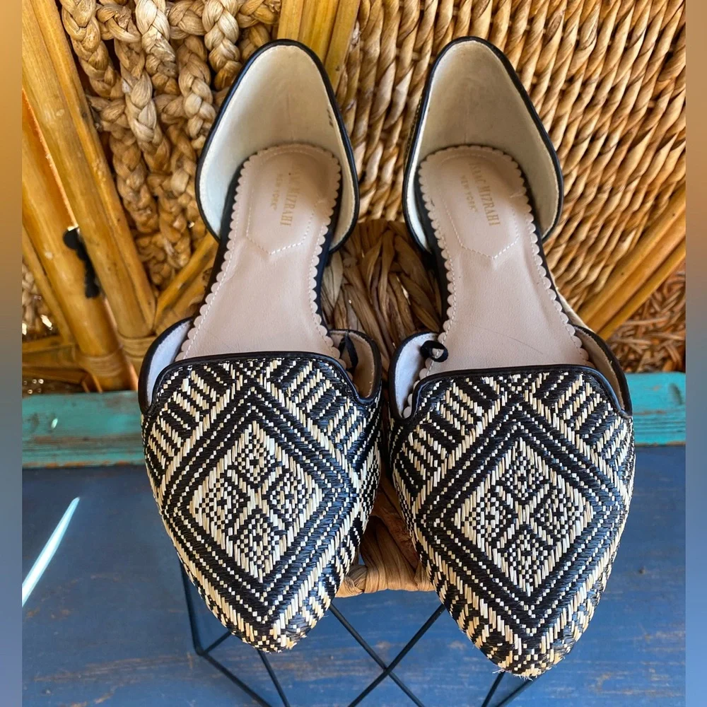 Isaac Mizrahi Geometric-Print Slip On Loafers Flats Black-Cream